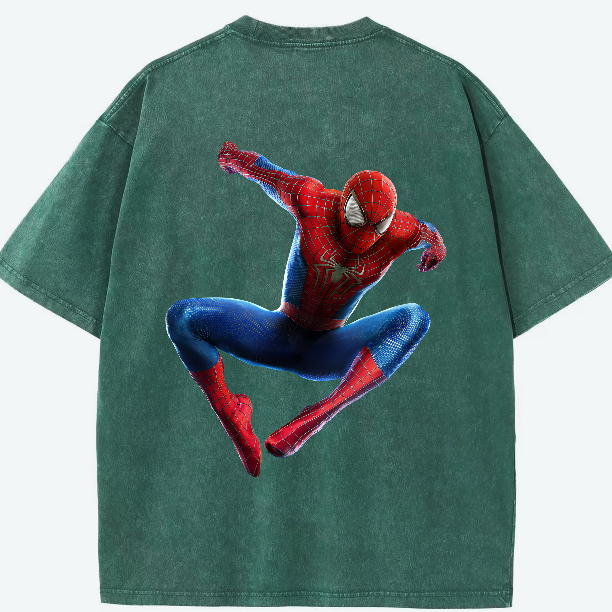 （画像用） Spider Man スパイダーマン 綿100% ヴィンテージ風 半袖Tシャツ（背面プリント）